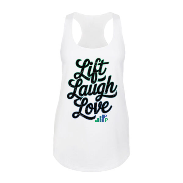 LIFT LAUGH LOVE - WOMEN'S FITTED TANK TOP - $3A6SEW$ Thumbnail