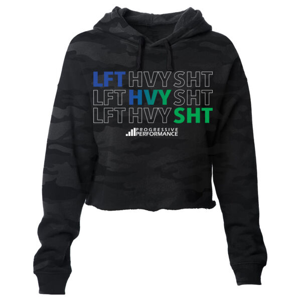 LFT HVY SHT - WOMEN'S CROP HOODIE IN SHADOW CAMOFLAUGE - $KBRJDE$ Thumbnail